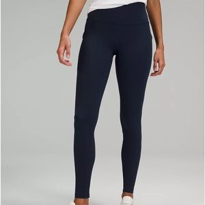 Lululemon align high-rise, pant with pockets. Dark blue, full length.